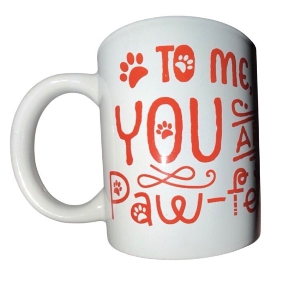 To Me You‎ Are Paw-fect Pun Coffee Mug Royal Norfolk Unisex White Red Mug